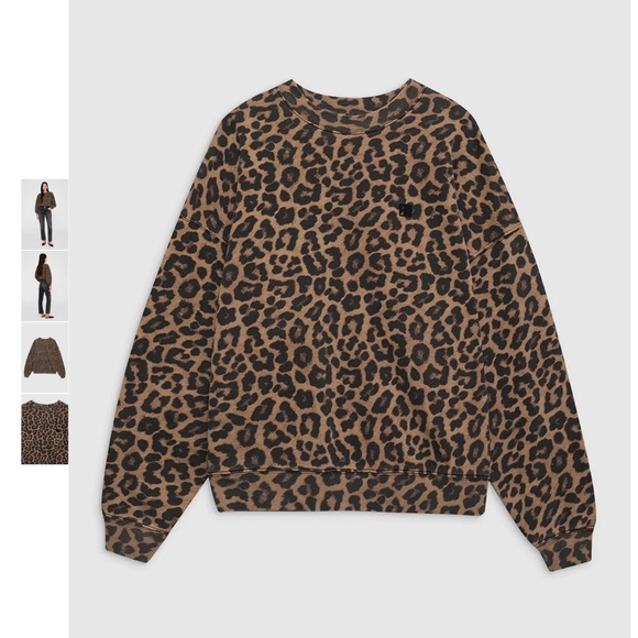 Anine Bing Miles Sweatshirt in Black and Brown Leopard - Picture 5 of 8